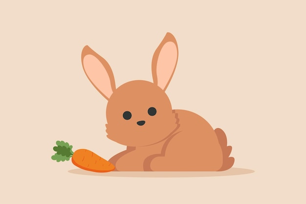 Animal de coelho fofo Conceito de animal de cor Ilustrações vetoriais planas isoladas