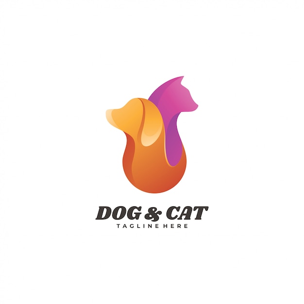 Animal de estimação cão e gato logotipo