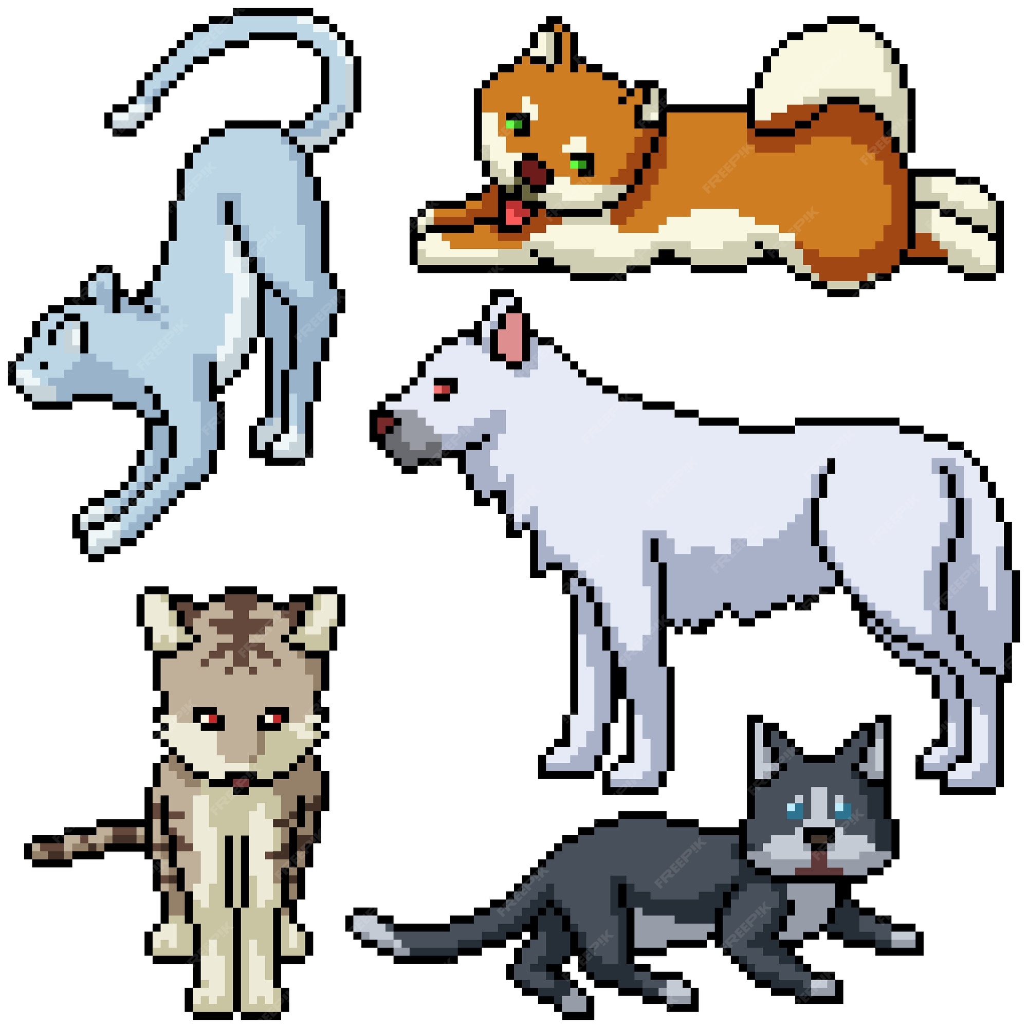 Arte Pixel Animal Estimação Doméstico Gatinho Bonito Ilustração Vetorial  Isolada imagem vetorial de Mesonoxian© 273220510