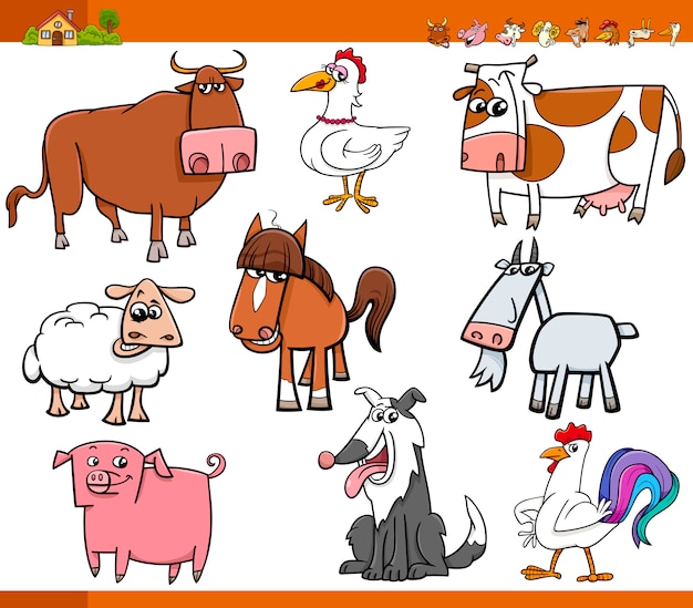 Animal de fazenda conjunto ilustração dos desenhos animados