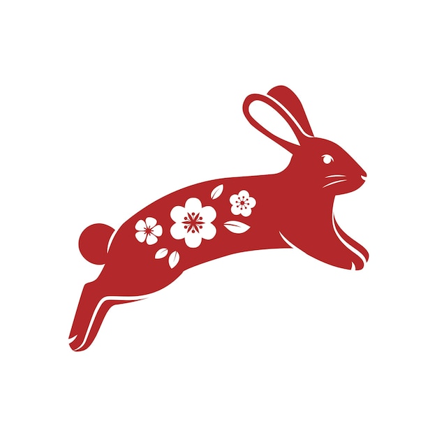 Animal do ano novo lunar chinês com ornamentos de flores. ilustração em vetor plana.