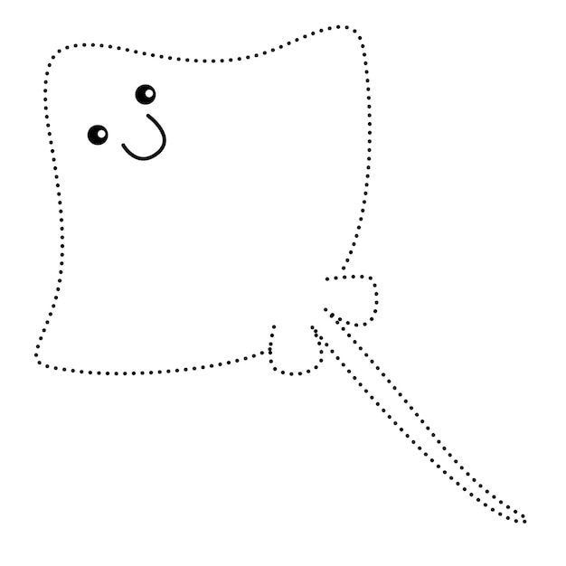 Vetor animal do mar estrela do mar desenho de linha pontilhada prática desenho animado doodle kawaii anime página para colorir fofa