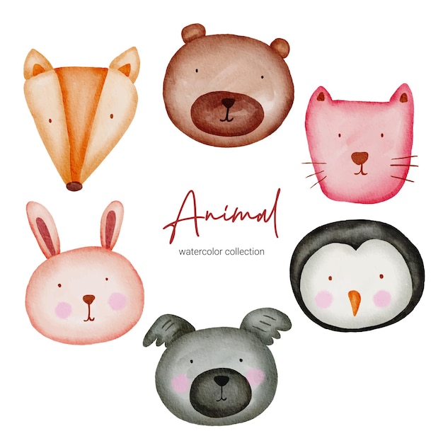 Animal em aquarela. conjunto de animais para brinquedos para bebês