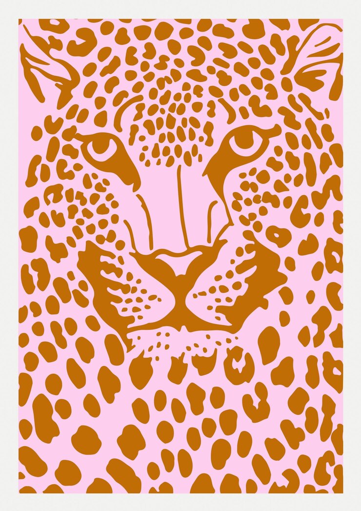 Vetor animal fofo vector leopardo cheetah leão ilustração de gato grande impressão de pôster