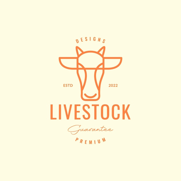 Animal gado gado vacas cabeça de leite carne geométrica hipster vetor de design de logotipo