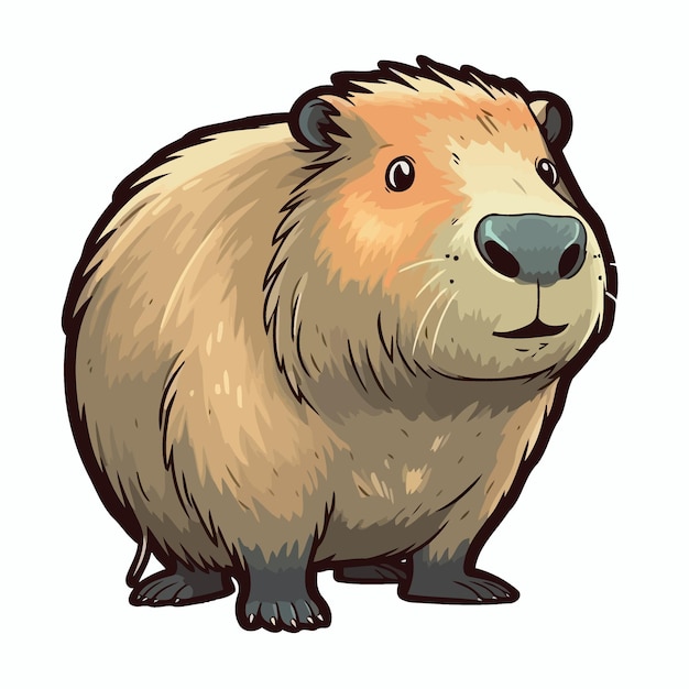 Capivara de desenho animado capivaras fofas animais selvagens semiaquáticos  engraçados herbívoro mamífero hidrochoerus conjunto de ilustração vetorial  plana coleção de roedores capivara