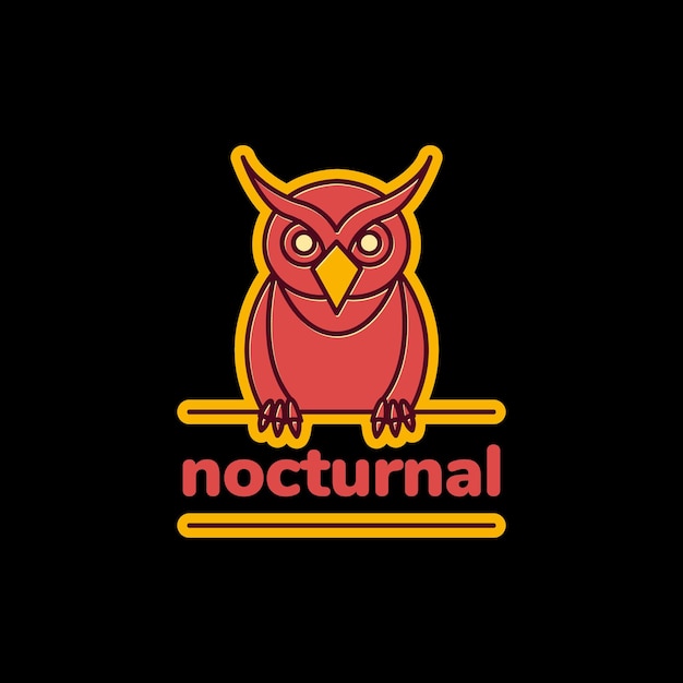 Vetor animal mascote coruja nocturnal empoleirado ramo colorido logotipo design ilustração do ícone do vetor