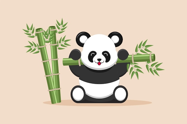 Vetor animal panda fofo conceito de animal de cor ilustrações vetoriais planas isoladas