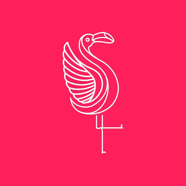 Vetor animal pássaro beleza geométrica flamingo asas modernas linha arte minimalista vetor de design de logotipo