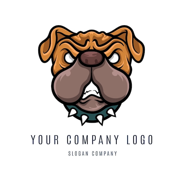 Vetor animal zangado buldog logotipo minimalista