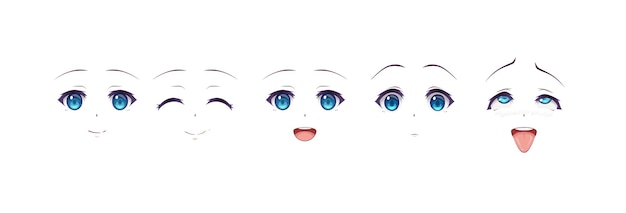 Olhos Das Emoções De Meninas Do Manga Do Anime Ilustração do Vetor -  Ilustração de boca, diferente: 136700795