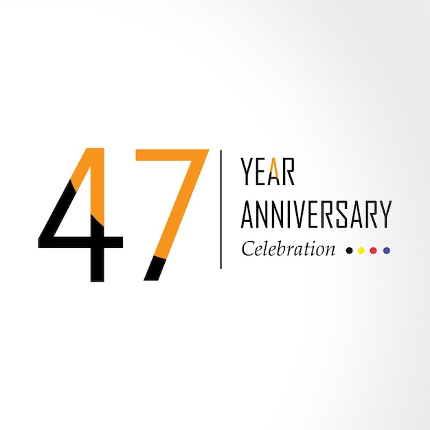 Aniversário de 47 anos vector design ilustração preto laranja elegante fundo branco