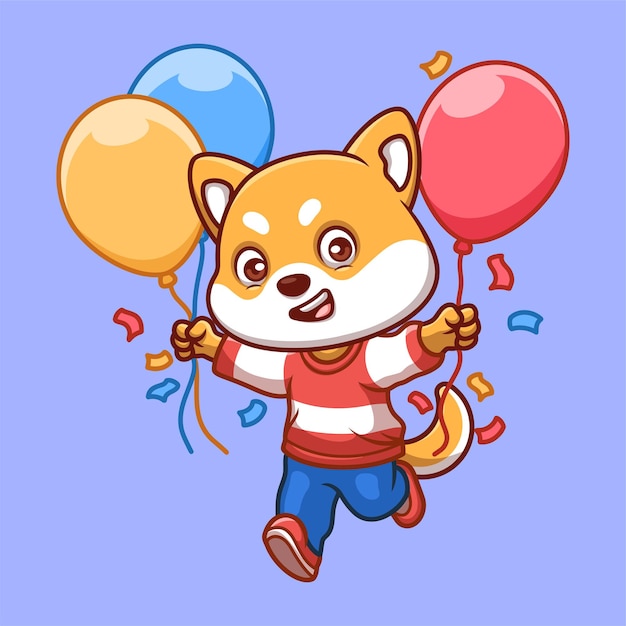 Aniversário Shiba Inu Cartoon Cute