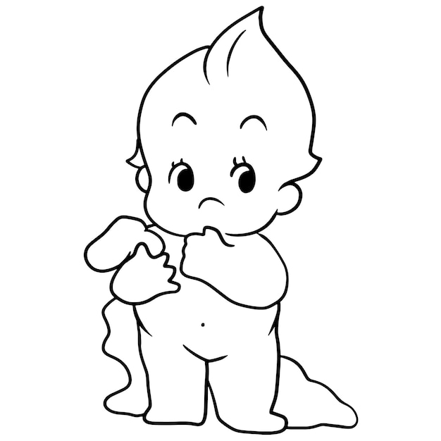 Vetor anjinho cartoon doodle kawaii anime página para colorir ilustração fofa desenhando personagem chibi