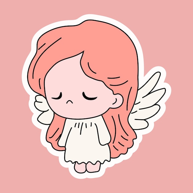 Vetor anjo bonito dos desenhos animados chorando ilustração vetorial para logotipo ou adesivo de mascote