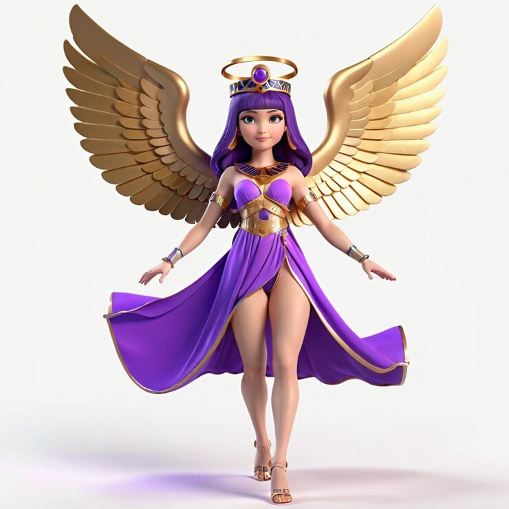 Vetor anjo cleópatra vestindo roxo