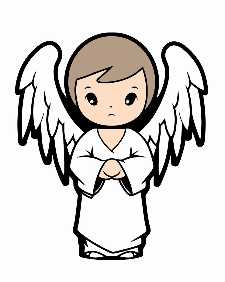 Vetor anjo com asas em um fundo branco.