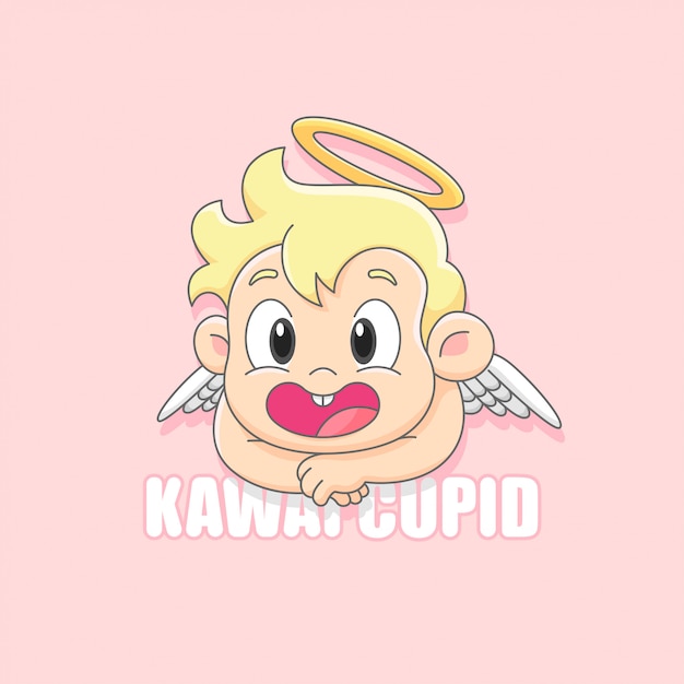 Anjo cupido fofo sorrindo logotipo dos desenhos animados