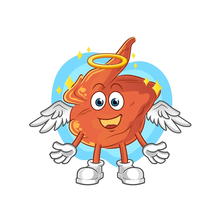 Vetor anjo de asa de frango com vetor de asas. personagem de desenho animado