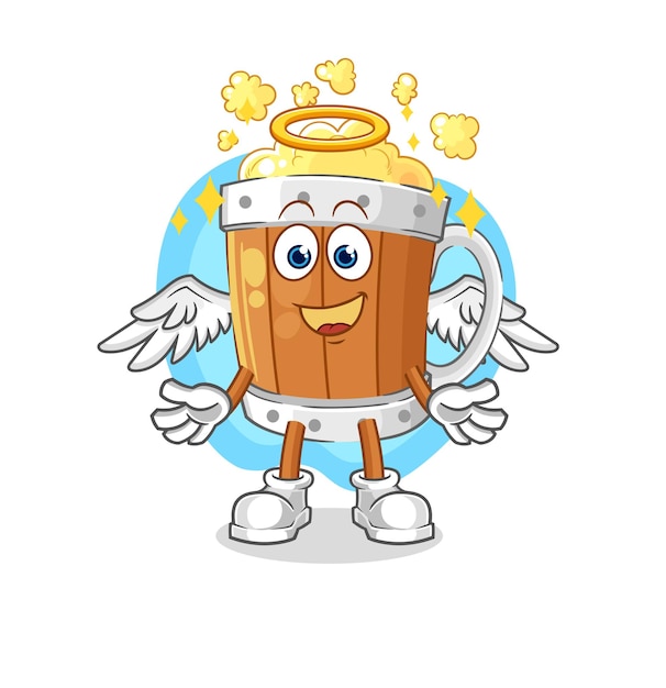 Vetor anjo de caneca de cerveja com personagem de desenho animado vetorial de asas