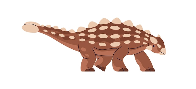 Vetor ankylosaurus pré-histórico dinossauro antigo extinto grande dinossauro com espinhos vista lateral pré-história réptil espinhoso do período jurássico ilustração vetorial plana isolada em fundo branco