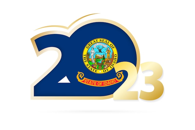 Ano 2023 com padrão de bandeira de Idaho