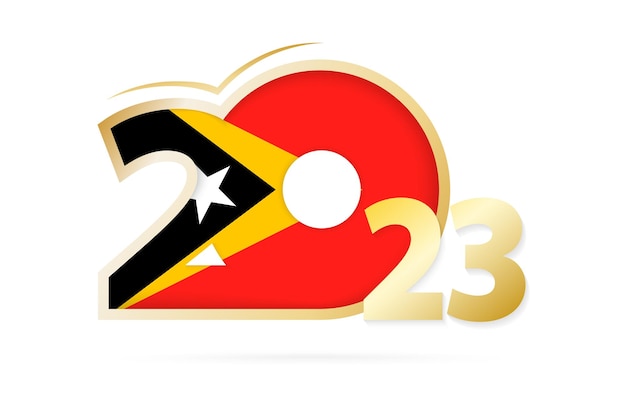 Ano 2023 com padrão de bandeira de Timor Leste