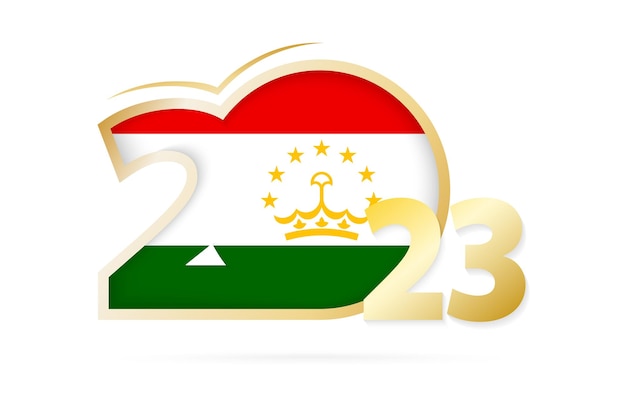 Ano 2023 com padrão de bandeira do tajiquistão