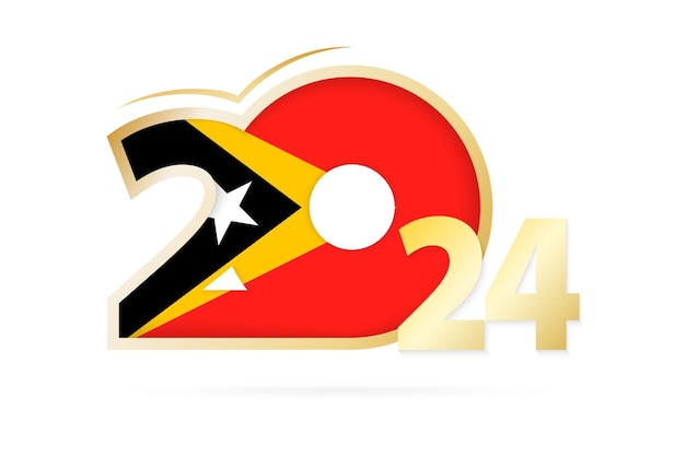 Ano 2024 com padrão de bandeira de Timor-Leste