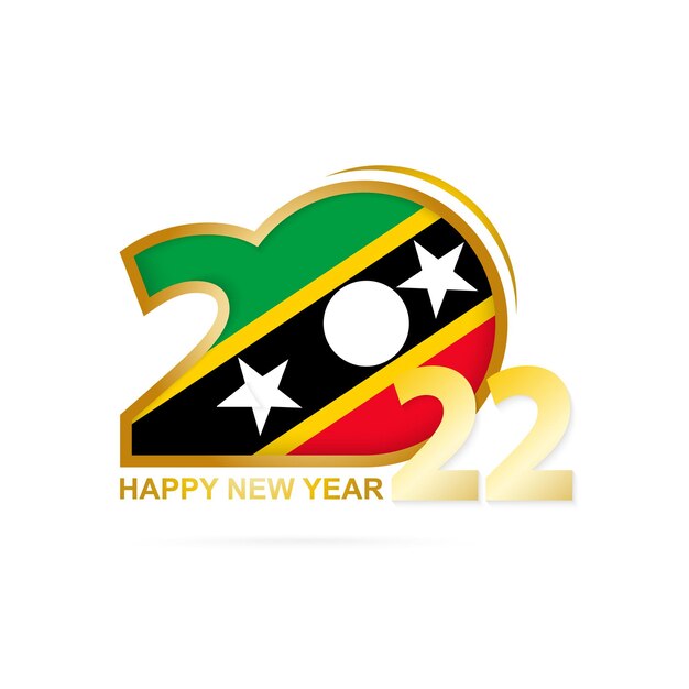 Ano de 2022 com padrão de bandeira de Saint Kitts e Nevis. Feliz Ano Novo Design.