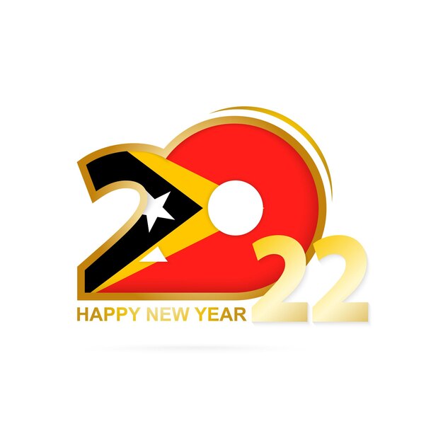 Ano de 2022 com padrão de bandeira de Timor-Leste. Feliz Ano Novo Design.