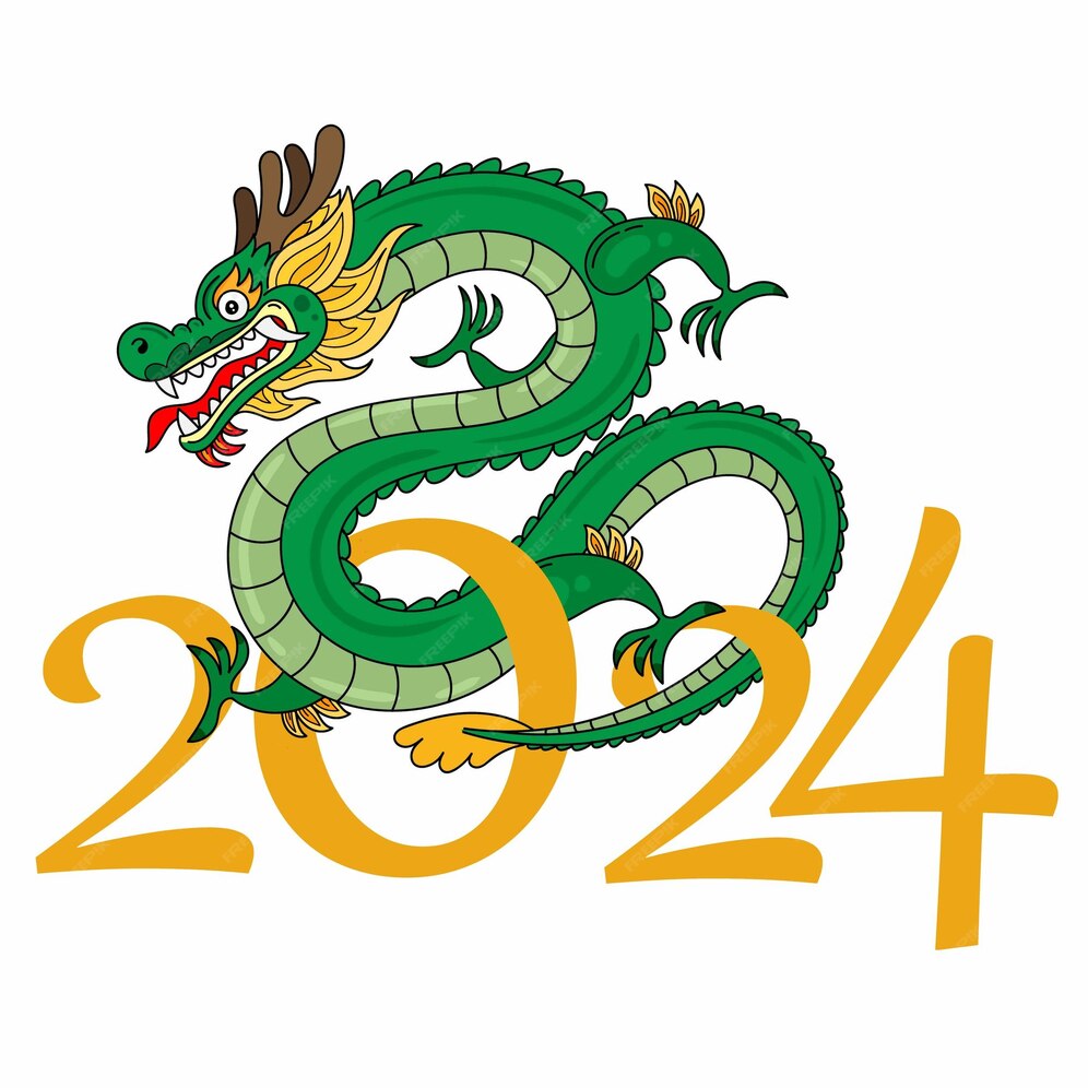 Ano do dragão 2024 feliz ano novo chinês Vetor Premium