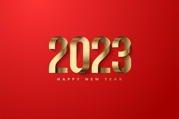 ano novo 2023 com papel dourado em forma de números.