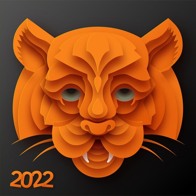 Ano novo chinês 2022, ano da flor vermelha e dourada do tigre e elementos asiáticos
