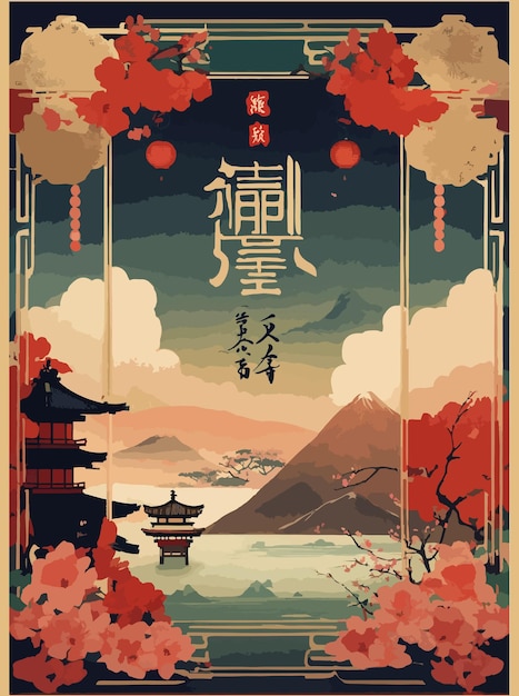 Vetor ano novo chinês 2024 design de arte moderna definido em cores dourado vermelho e branco para cartaz de capa b