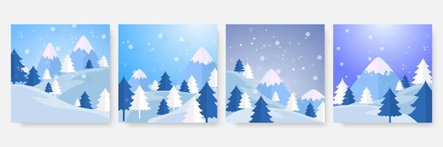 Ano novo de natal de inverno e modelo quadrado de venda de ano final para mídia social. cartão universal de inverno de natal com neve, balão, presente, árvore, montanha, estrela e floco de neve, glitter e boneco de neve.
