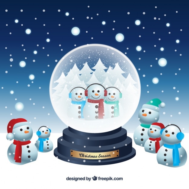 Antecedentes da snowglobes com bonecos de neve bonito