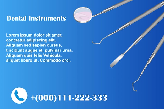 Antecedentes médicos odontológicos Ferramentas e instrumentos de dentista de dentes Ilustração vetorial
