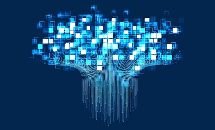 Vetor antecedentes tecnológicos conceito de visualização de big data rede neural artificial de informação