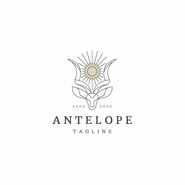 Antelope animal logo icon design template ilustração vetorial plana