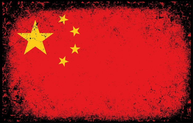 Antiga ilustração de bandeira nacional da china vintage grunge sujo