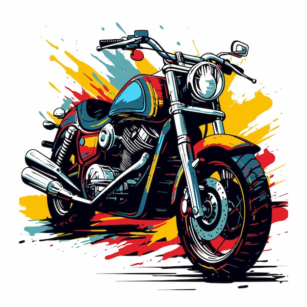 Antiga ilustração de moto com estilo pop art