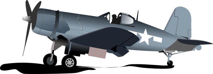 Vetor antiga ilustração em vetor de avião militar de combate da força aérea