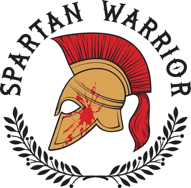 Vetor antigo guerreiro de capacete espartano e coroa de louros