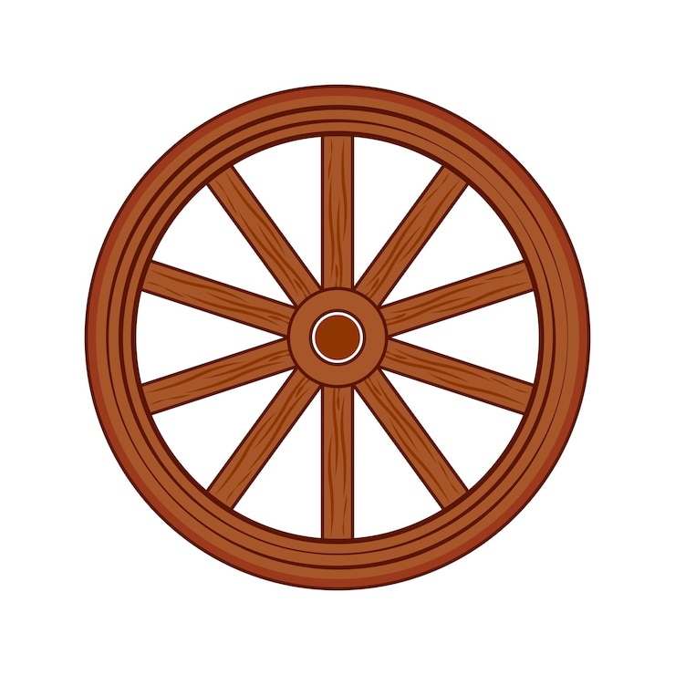 Vetor antigo ícone de roda de madeira