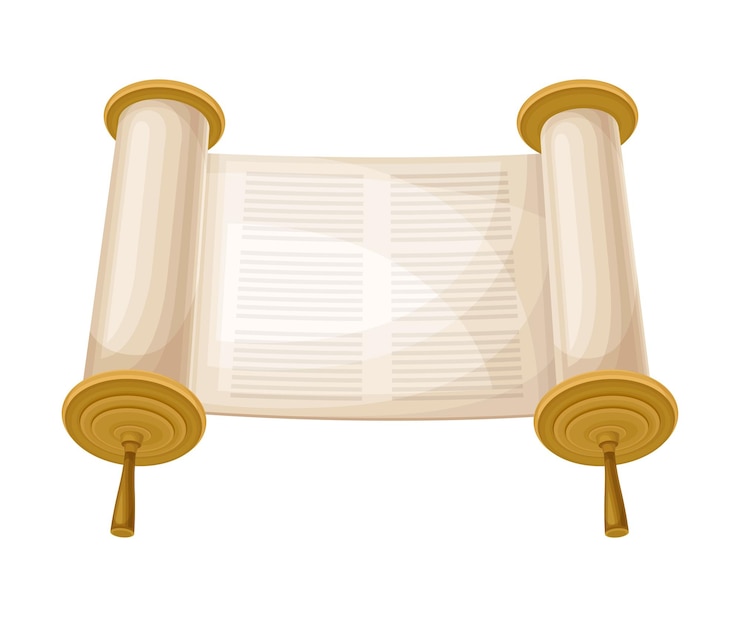 Vetor antigo rolo da torá como ilustração vector de atributos religiosos judaicos