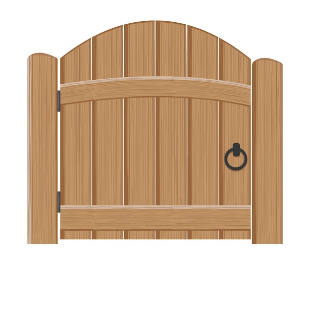 Vetor antigos portões fechados de madeira maciça ilustração vetorial porta dupla com alças de ferro e dobradiças