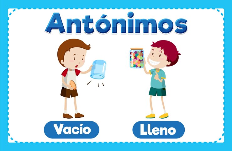 Vetor antônimo word card vacio e lleno significa vazio e cheio