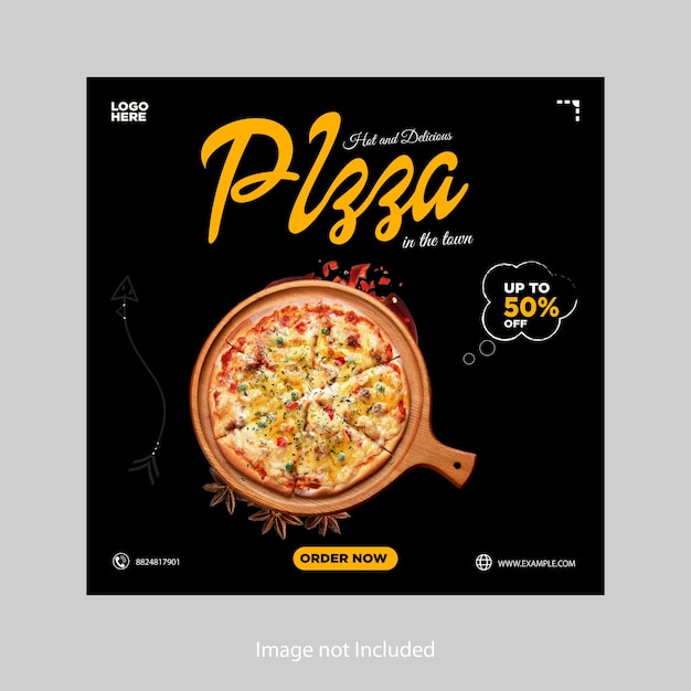 Vetor anúncio de comida rápida de pizza em mídias sociais