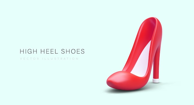 Anúncio de saltos altos bombas femininas elegantes ilustração 3D modelo de dedo do pé
